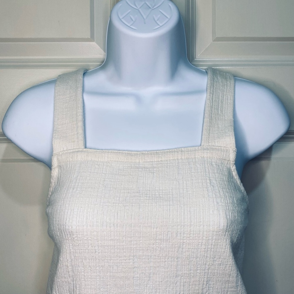 Madewell Apron Cross-Back Tank Top in Ivory Bleached Linen Fit S-M - Picture 4 of 14